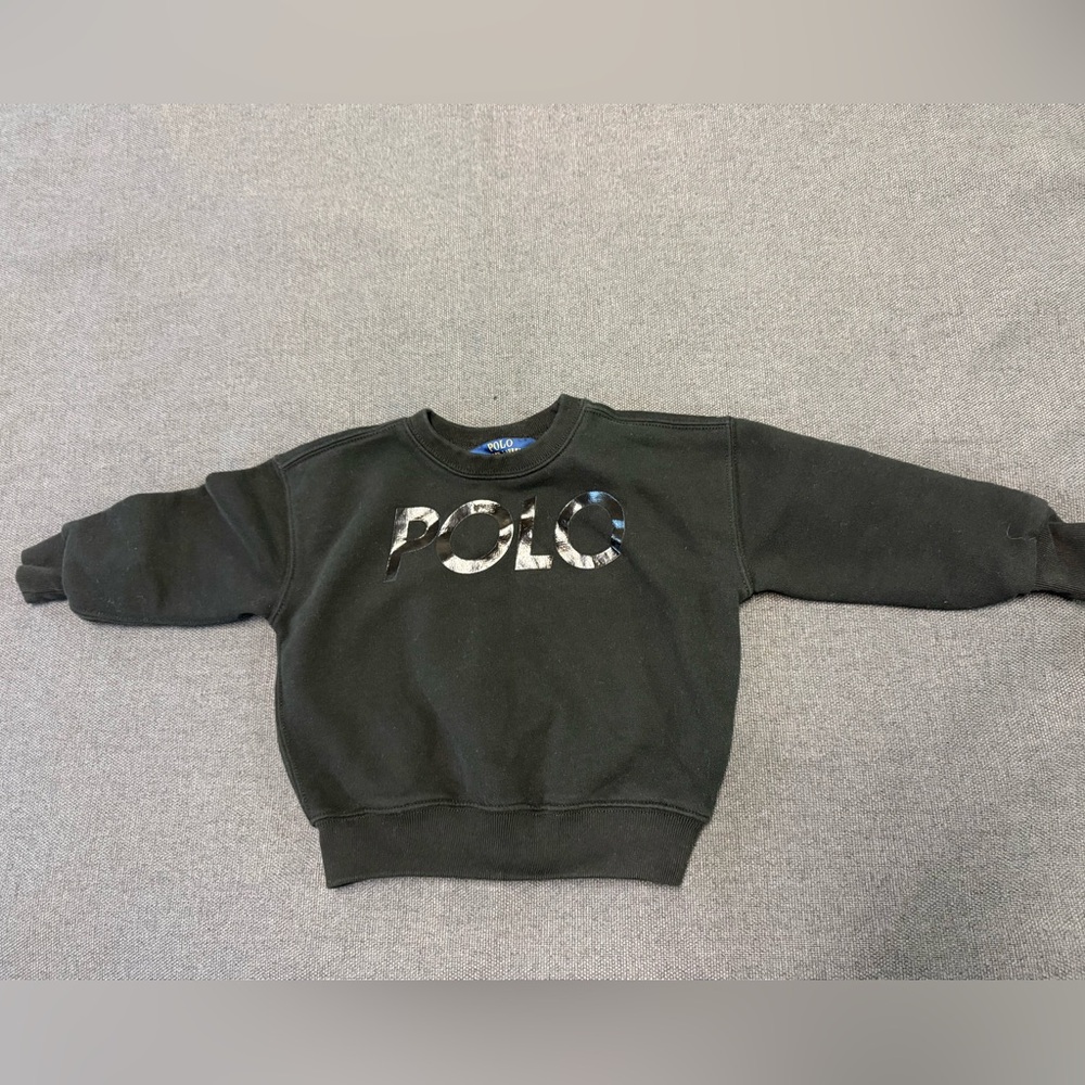 Polo Ralph Lauren Sweatshirt Kids 3Т Black Crewneck Fleece POLO Logo Pullover
